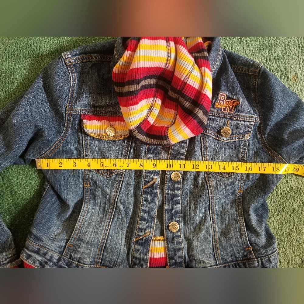 Rocawear Jean Jacket with Multicolored Hood Size XL - Picture 5 of 8